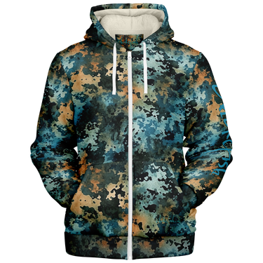 Chokefish™ Microfleece Zip-Up Hoodie Acid-Wash Colors-004